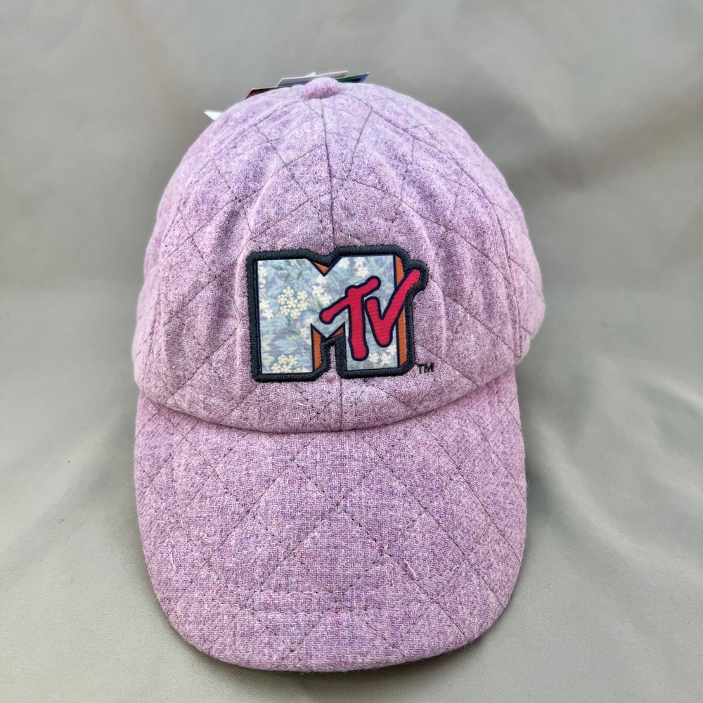 MTV Baseball Cap Unisex One Size Purple NEW Quilted Wool Blend Floral Logo Hat